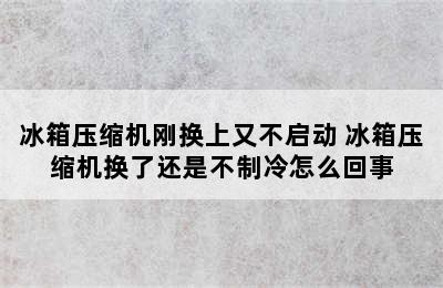 冰箱压缩机刚换上又不启动 冰箱压缩机换了还是不制冷怎么回事